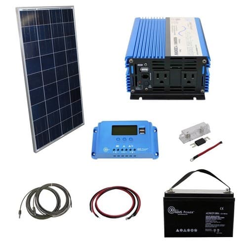 (image for) AIMS Power, KITB-60012120-A1, 120 Watt Solar Kit - 600 Watt Inverter 